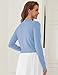 LETDIOSTO Cropped Cardigan Bolero Shrug for Women, Button Down Long Sleeve Knit Sweater for Dresses,for Jeans,Light Blue L