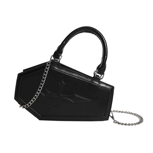 Halloween Purses for Women Cross Coffin Bag Novelty Halloween Coffin Purses Top Handle Crossbody Shoulder Bags