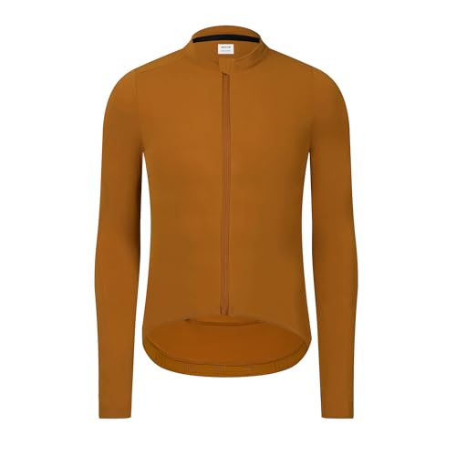RISESBIK Long Sleeve Cycling Jersey Men's Winter Cycling Clothing Thermal Fleece Cycling Jacket Windproof Lightweight (Caramel, L)