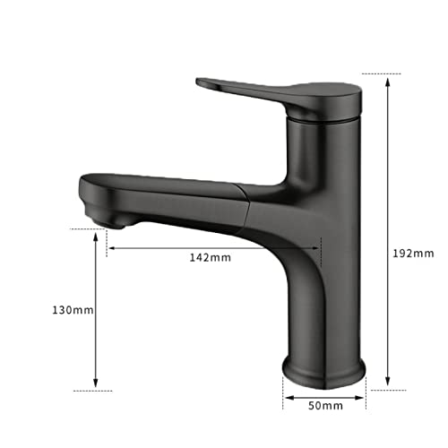 Robinet évier vanité multifonction rotatif 360 trou noir extractible chaud froid - 3