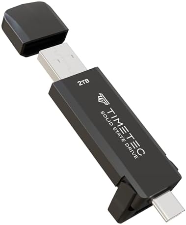 Timetec 2TB Pro Portable USB 3.2 Gen 2 Type-C/Type-A SSD Read Speed 1000MB/s Solid State Drive Stick for iPhone 15/Android/Tablet/Windows/Mac