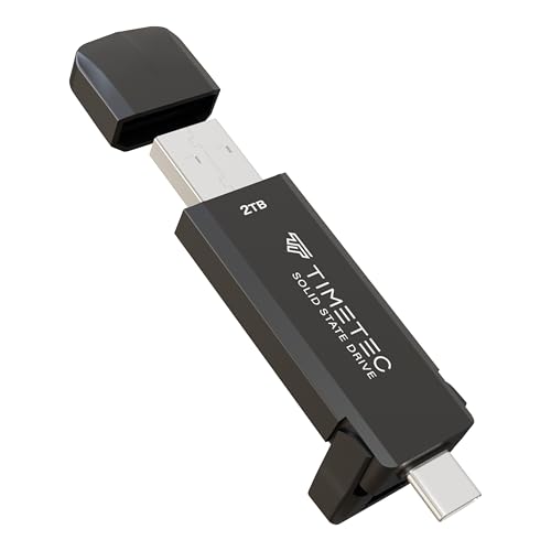 Timetec 2TB Pro Portable USB 3.2 Gen 2 Type-C/Type-A SSD Read Speed 1000MB/s Solid State Drive Stick for iPhone 15/Android/Tablet/Windows/Mac