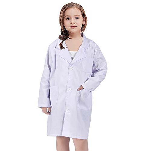 White Kid Lab Coat for Scientist Role Play Costume Set (Medium, White)