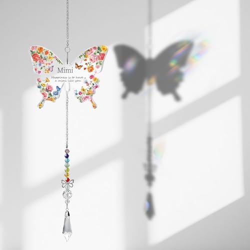 Mimi Gifts Butterfly Crystal Suncatcher for Grandma Christmas Mothers Day Birthday Gifts for Mimi