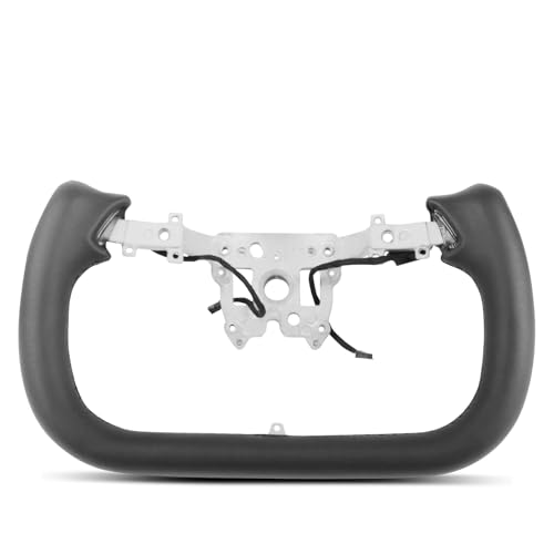 Tesla Model 3 Highland Accessories 2024-2026用ヒートヨークステアリングホイール、スムーズブラックナッパレザー、ブラックステッチ、格子縞スタイルのスポーツグリップ交換、OEM加熱機能を保持。