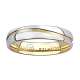 SILVEGO Anillos de boda de plata de ley 925 chapados en oro para mujer y hombre, Plata, Sin piedra preciosa