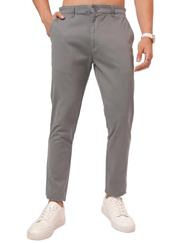 Image of Highlander Men's Slim Fit Formal Trousers | Ankle Length |Smart Trousers for Men | Chino Trousers for Men|Elegant Design | Comfortable Fabric for Daily Work & Formal Occasions