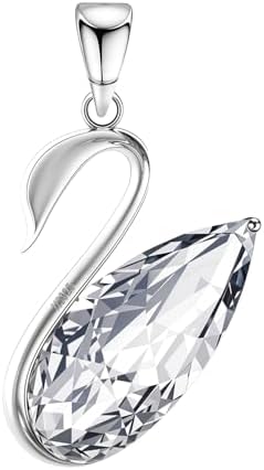 HighSpark 925 Silver Crystal Swan Solitaire Pendant | 92.5 Sterling Silver and Diamond like Brilliance Sparkling Zirconia | Lovely Gift - Crystal Swan