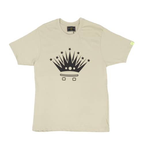 Metropollie - Camiseta de Manga Corta, Colección Flmenca con Estampado de Corona, Diseño Slim Fit Unisex - Beige, Tallas Desde XS hasta 2XL Cover