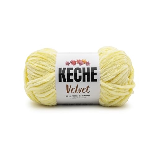 Image of Keche Velvet Yarn for Crocheting, Soft Chenille Bulky Baby Blanket Amigurumi Yarn 100 gr (132 yds) - Yellow