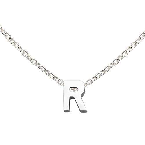 Pendentif lettre R en titane plaqué argent pour femme QYYZTQY