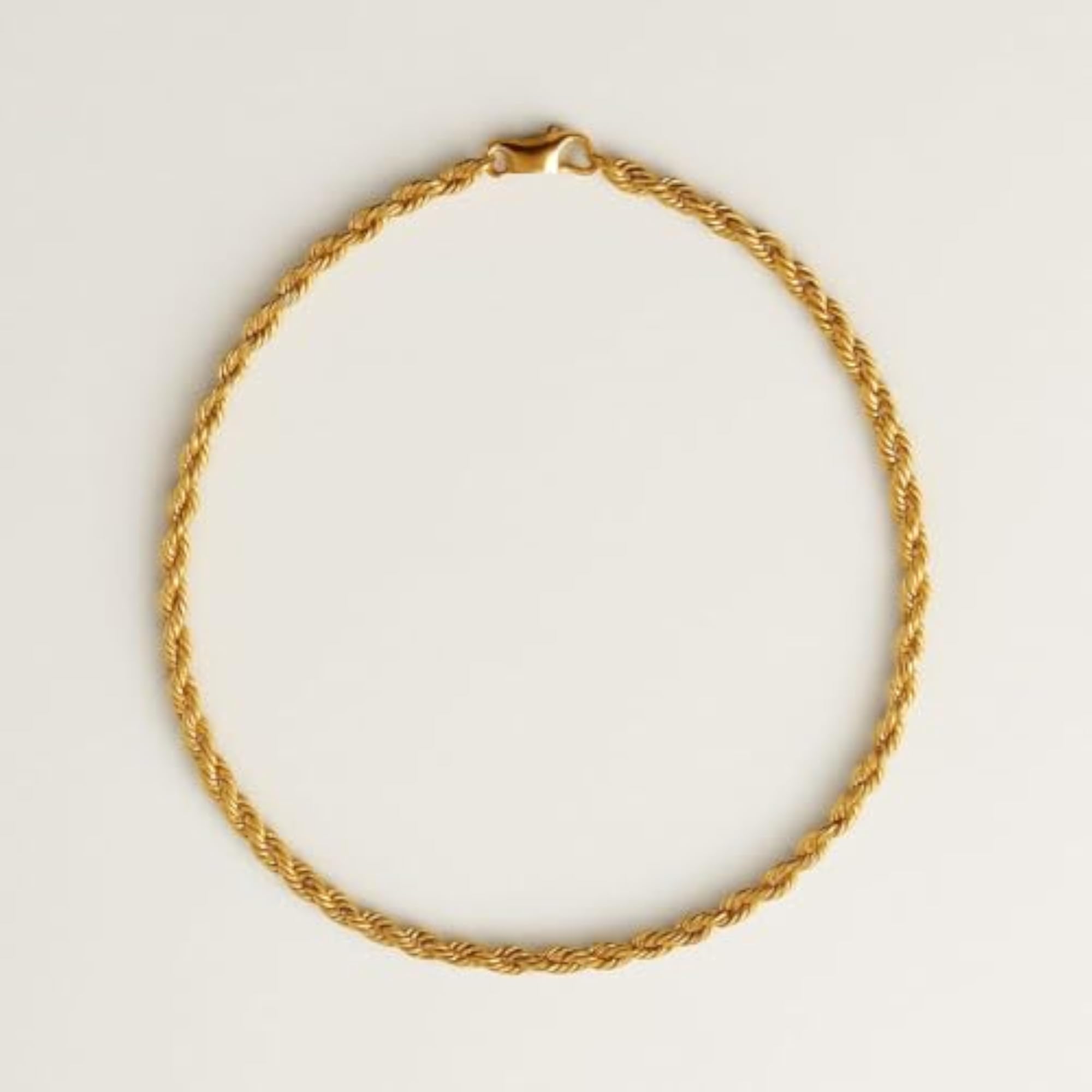 Men's 18K Gold Plated Twisted Rope Chain Necklace