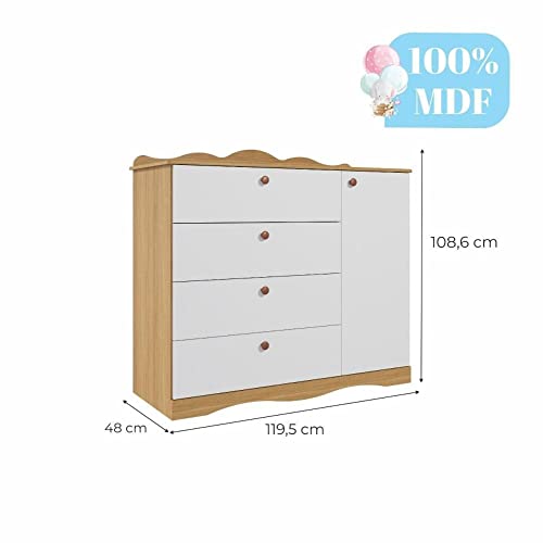 Quarto de Bebê 3 Peças com Berço Capitonê Cômoda 4 Gavetas e Guarda Roupa 4 Portas 4 Gavetas Aquarel