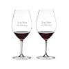 Riedel Personalized Wine Friendly Magnum Wine Glasses Set of 2 Custom Engraved Large Crystal Wine Glass for Red or White Wine Home Bar Accessories