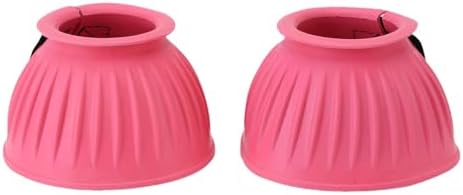 aqxreight Horse Bell Boots Pair Rubber Hoof Protectors for Riding & Training, Secure Fit Equestrian Boots, Comfortable Equine Leg for Horses (Pinkish) — view 4