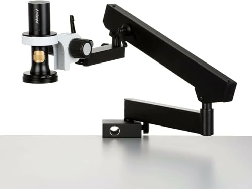 Image of AmScope DM756 Series 8.3MP All-in-One USB Digital Microscope - 0.7X-11.2X Magnification - Includes Articulating Arm & 60-LED Ring-Light