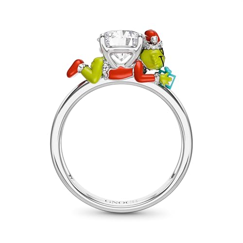 GNOCE Grinch Hug Gift White Moissanite Ring for Women 18k Gold Plated Ring for Her Wife Valentines Day Mothers Day Jewelry (8)