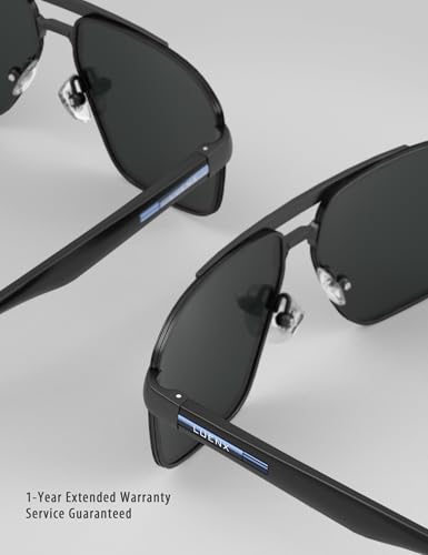 Image of Luenx Aviator Sunglasses Polarized Men Women Square UV400 Driving | Big Head Fit,Polygon Shades,Lightweight,Adjustable Nose Pads,Anti-slip,Impact-resistant,Scratch-Resistant,Gift-Ready Set
