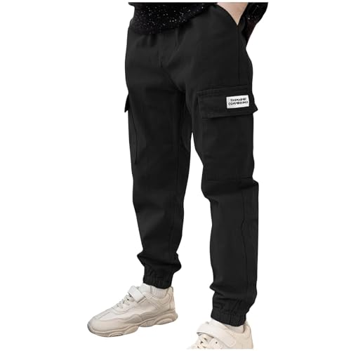 Boys Hiking Pants Fall Kids Pull on Elastic High Waisted Pant Casual Baggy Workout Running Trousers for Teens Pockets