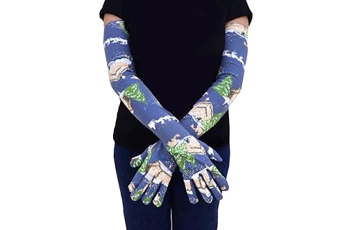 Image of Women's Driving Gloves, Printed Cotton Full Hand Summer Gloves for Protection from Sun Burn /Heat /Pollution (Pack of 1 Pair)