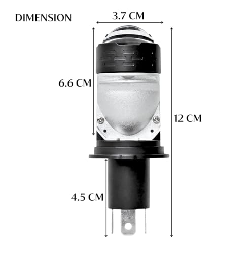 Image of Ohito Projector Lens h4 LED Headlight Bulb 50W White Light with Red Devil Eye, Waterproof, Heat Dissipation, Universal Fit for Car Bike Truck Van, High Brightness (Pack of 1)