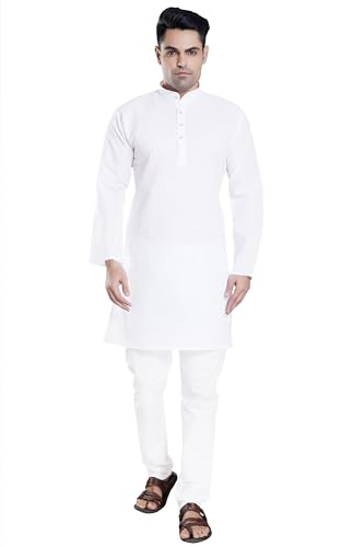 Image of DIVISIVE Men's Plain Cotton Blend Linen Slim Fit Kurta Pyjama Set