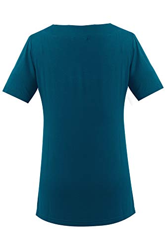 Smallshow Women's V Neck Nursing Tops Shirts Breastfeeding Clothes 3-Pack Medium Black-Deep Green-Teal #TOP4
