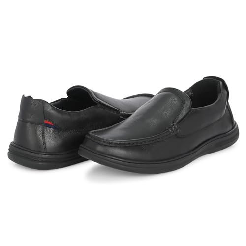 Image of Blue Leather by Centrino Genuine Leather Slip-On Men's Formal Shoe |Stylish with Soft Cushioned Insole |Trendy Non Lace-Up Design |Durable Leather with Anti-Skid Sole | Perfect for Formal Wear (3998)