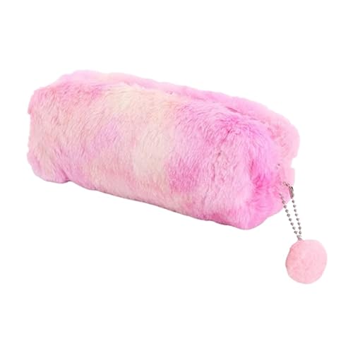 Estojo Escolar Feminino Com Ziper e Pompom Necessaire Pelucia Colorida Super Espacosa Fofa Kawaii Premium MZZC