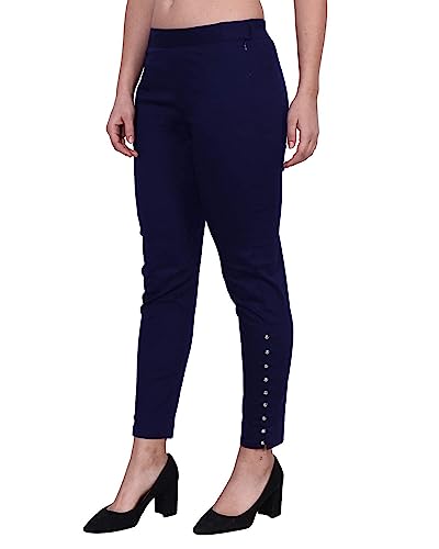 Image of POPWINGS Women Casual Mid Rise Stretchable Red Cotton Trouser
