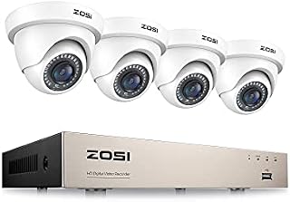 ZOSI 1080P CCTV Camera System 8 Channel H.265+ 5MP Lite Surveillance DVR kit and 4x1080P Outdoor CCTV Cameras Dome White HD Smart Security Camera System