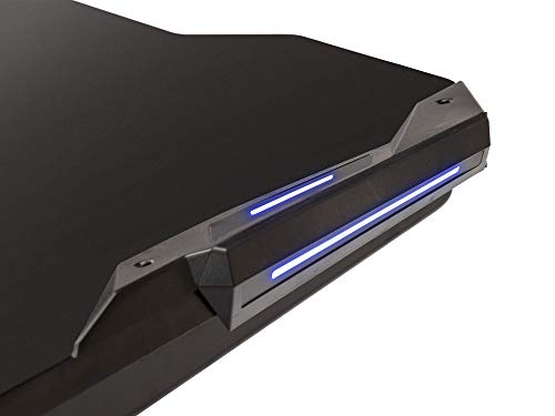 FICMAX Gaming Desk Z Shape Gaming Computer Desk with LED Light Pro Gamer Computer Table with Leather Fender Cloth Ergonomic PC Desk for Gamer Z Leg Home Office Desk E-Sport Gaming Desk (Black)