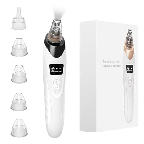 IGEAIIE Blackhead Remover Vacuum 3 Suction Power Mode, Pore Vacuum with 5 Replaceable Suction Heads, Rechargeable Blackhead Remover Tool for Deep Facial Cleansing (Black)