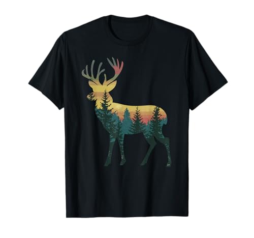 Vintage Outdoor Camping Forest Wildlife Deer Hombres Mujeres Niños Camiseta