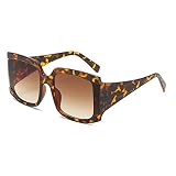 HCHES Quadratische große weiße rosa Sonnenbrille für Frauen arbeiten großen Rahmen-Steigungs-Sonnenbrille-weiblichen Uv400-Schatten-Schwarzes,Leopardtee,A