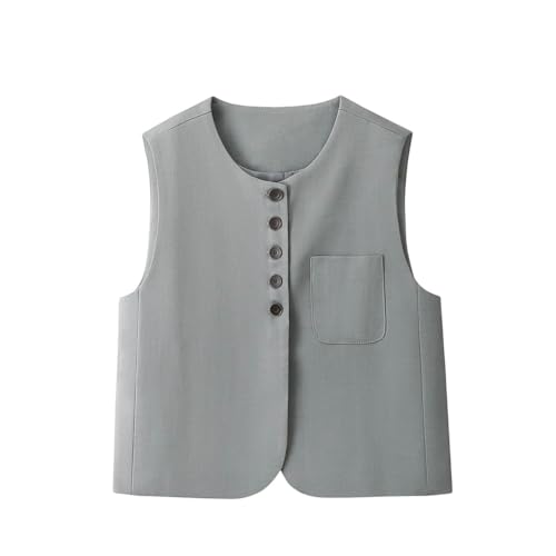 Chaleco de cuello redondo para mujer que estiliza tu look casual