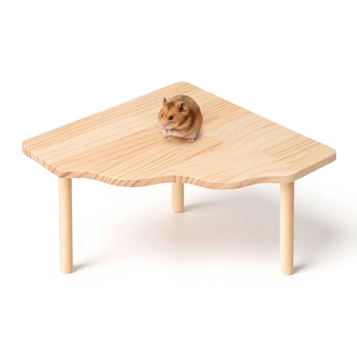 Bruislard Platforms for Hamster Cage Natural Wooden Hamster Platform with Pillars Standing Hamster-Play Wooden Platforms for Various Hamsters and Other Small Pets Triangle 8.7x8.7x5 in
