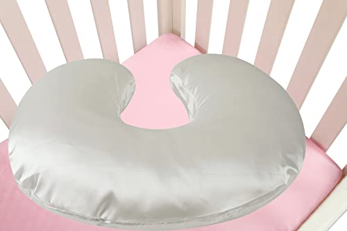 Satin Nursing Pillow Cover Set 2 Pack Ultra Soft Silk Compatible With Boppy Pillow Protect For Baby Hair And Skin White & Pink #TOP5