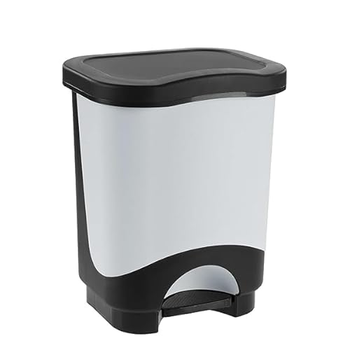 Sicignano | Pattumiera a Pedale Multiuso – Cestino della Spazzatura Raccolta Differenziata, Moderno, Facile Apertura – Ideale per Casa Ufficio Bagno Cucina (Nero/Grigio Chiaro, 18 L)