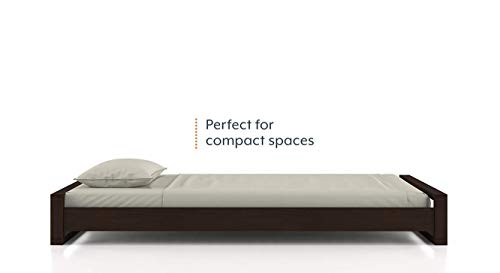 Image of Solid Sheesham Wood Single Bed Without Storage | Single Cot Wooden Palang | Space Saving Single Size Bed for Bedroom | Dark Walnut Finish, Mattress Size: 72x36 Inch