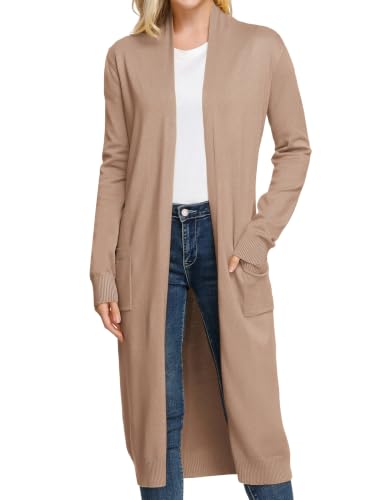 Image of GRACE KARIN Essential Solid Open Front Maxi Long Knitted Cardigan Sweater for Women