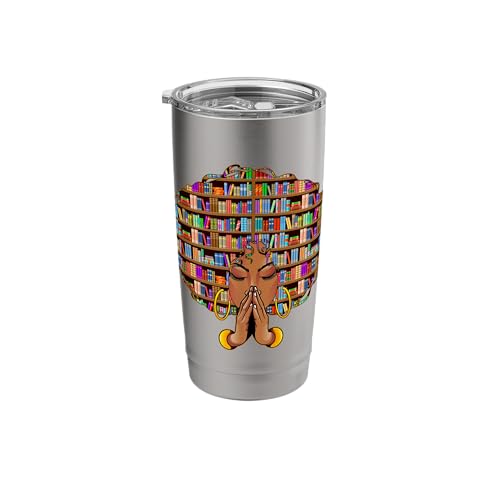 Black History Month Afro Women Girls Book Lover Librarian Stainless Steel Insulated Tumbler