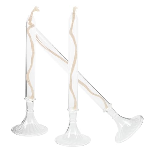 DECHOUS 3個 ガラスキャンドルオイルランプ キャンドルランプ ディナーキャンドルホルダー ロウソク led 室内用オイルランプ 屋内用灯油ランプ 高ホウケイ酸ガラス Transparent