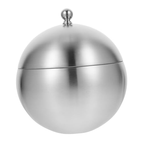 VERDANVERSE Cubo de Hielo de Acero Inoxidable Tapa, Forma Esférica, Mini Contenedor para Cubitos de Hielo, Acabado Brillante, para Barra y Hogar, Adecuado para Vino y Cerveza, Suministro