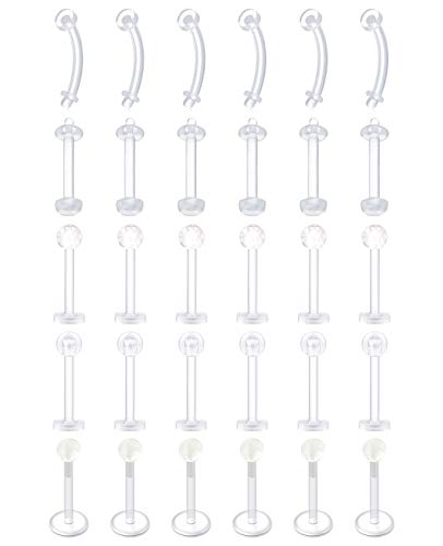 D.Bella 16G Anillos de Labios Transparentes UV Retenedor de Perforación de Labios de Acrílico Flexible Labret Monroe Tragus Retenedor Pendiente Stud Labio Oreja Piercing del Vientre Retenedor