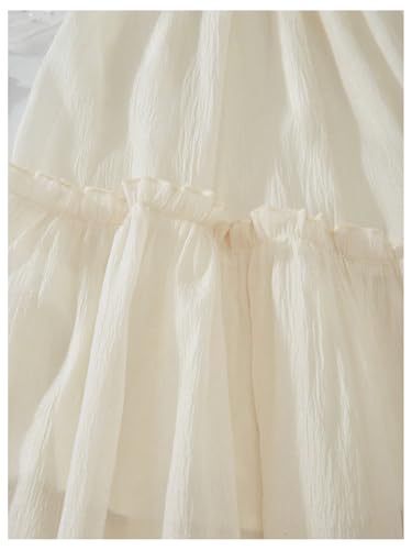 Girls' Elegant Mesh Ruffle A Line Dresses Cap Sleeve Beaded Stand Collar Summer Dress3