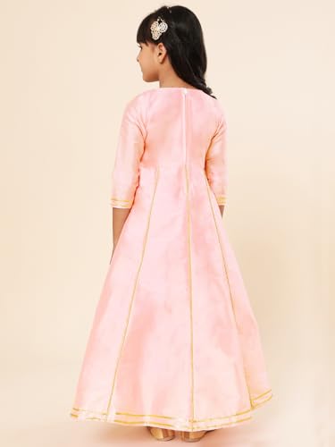 Image of A.T.U.N. (ALL THINGS UBER NICE) Girls Woven Design Gota Jacket Maxi Anarkali Gown