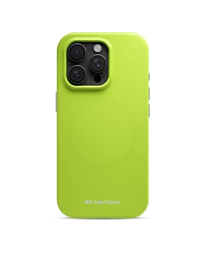 Image of DailyObjects Polycarbonate Enamel Bumper Magsafe Case For iPhone 14 Pro Max Compatible With Magsafe Wireless Charging | Lime Magnetic Back Cover
