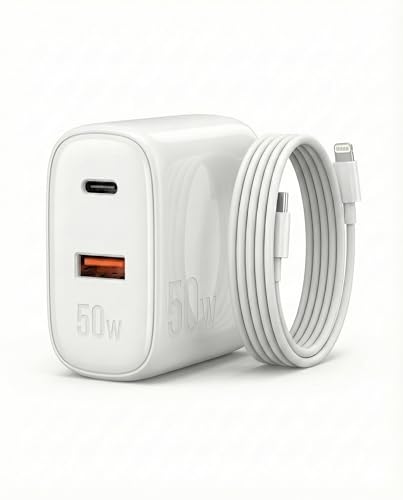 Carregador 50W + Cabo Compatível i.Phone, i.Phone X Xr 8 11 12 13 14 Plus Pro Max i.Pad, Carregamento Ultra Rapido, Fonte USB-C, Carga Rápida, Produto Homologado Anatel