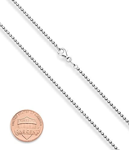 Miabella Italian 925 Sterling Silver 2mm Ball Chain Solid Bead Necklace Made in Italy2